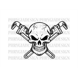 skull mechanic svg png , skull svg , wrenches svg , mechanic skull svg , tools svg , repair svg , digital download , ins