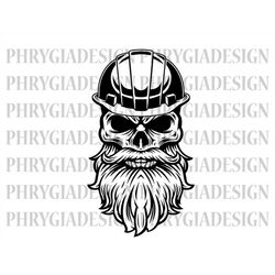 skull with hard hat svg png , construction svg , construction shirt , engineer svg , skull svg , digital download , inst