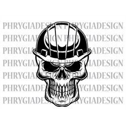 skull with hard hat svg png , construction svg , construction shirt , engineer svg , digital download , instant download