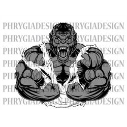 gorilla body builder svg png , bodybuilding svg , gym svg , gorilla svg , muscular gorilla svg , fitness svg , workout s