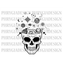 mystical skull svg , celestial svg , planets svg , mystical svg , space svg , digital download , instant download