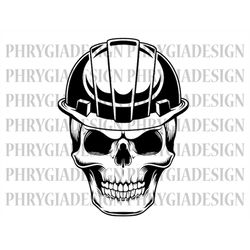 skull with hard hat svg png , construction svg , engineer svg , construction shirt , digital download , instant download