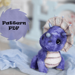 triceratops plush toy pattern 3"9(10 cm.)