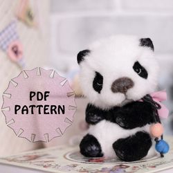 pattern panda teddy, sewing panda bear teddy 5"9(15 cm.)