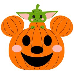 baby yoda halloweem pumpkin logo svg, funny halloween svg