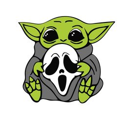 baby yoda halloween ghost face logo svg