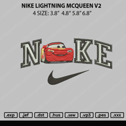 nike lightning mcqueen v2 embroidery file 4 sizes nike mcquinn embroidery design file pes. cars anime embroidery design.