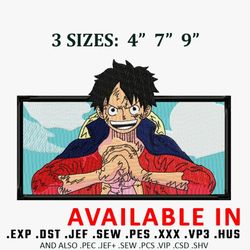 luffy boxed embroidery design, anime shirt, anime design, embroidered shirt, anime embroidery, digital download.