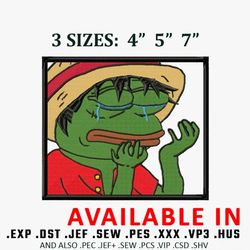 luffy meme frog embroidery design, anime embroidery, anime design, anime shirt, embroidered shirt, digital download