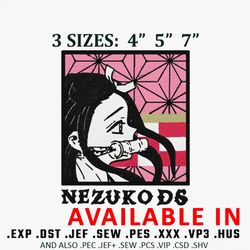 Nezuko rectangle embroidery design,Demon slayer embroidery, - Inspire Uplift