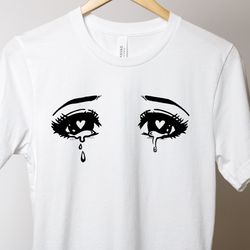 crying anime eyes shirt, anime tee, anime shirt, japanese shirt, anime merch, anime heart eyes, women's graphic tee, ani