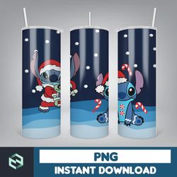 christmas stitch tumbler wrap, stitch sublimation designs, 20 oz stitch tumbler, cartoon christmas tumbler png (101)