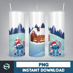 christmas stitch tumbler wrap, stitch sublimation designs, 20 oz stitch tumbler, cartoon christmas tumbler png (103)