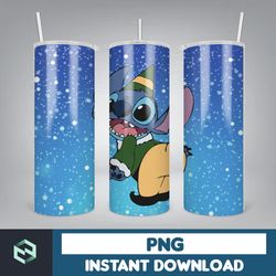 christmas stitch tumbler wrap, stitch sublimation designs, 20 oz stitch tumbler, cartoon christmas tumbler png (105)