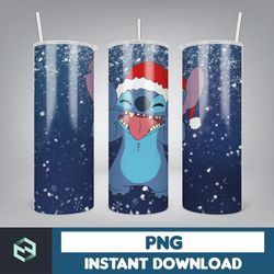 christmas stitch tumbler wrap, stitch sublimation designs, 20 oz stitch tumbler, cartoon christmas tumbler png (107)