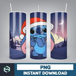 christmas stitch tumbler wrap, stitch sublimation designs, 20 oz stitch tumbler, cartoon christmas tumbler png (108)