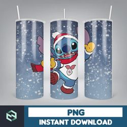 christmas stitch tumbler wrap, stitch sublimation designs, 20 oz stitch tumbler, cartoon christmas tumbler png (110)