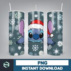 christmas stitch tumbler wrap, stitch sublimation designs, 20 oz stitch tumbler, cartoon christmas tumbler png (112)