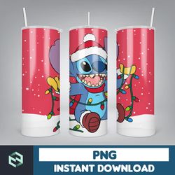 christmas stitch tumbler wrap, stitch sublimation designs, 20 oz stitch tumbler, cartoon christmas tumbler png (113)