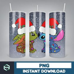 christmas stitch tumbler wrap, stitch sublimation designs, 20 oz stitch tumbler, cartoon christmas tumbler png (115)