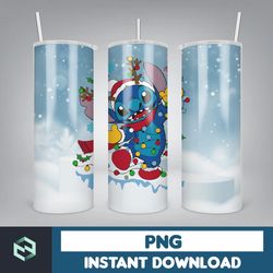 christmas stitch tumbler wrap, stitch sublimation designs, 20 oz stitch tumbler, cartoon christmas tumbler png (116)