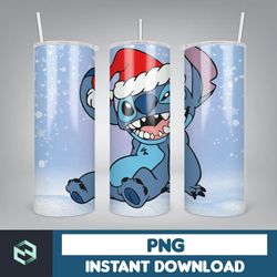 christmas stitch tumbler wrap, stitch sublimation designs, 20 oz stitch tumbler, cartoon christmas tumbler png (121)