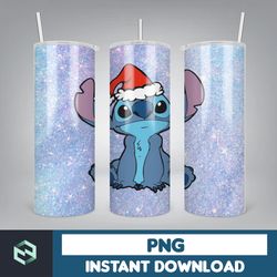 christmas stitch tumbler wrap, stitch sublimation designs, 20 oz stitch tumbler, cartoon christmas tumbler png (122)