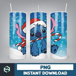 christmas stitch tumbler wrap, stitch sublimation designs, 20 oz stitch tumbler, cartoon christmas tumbler png (125)