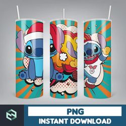 christmas stitch tumbler wrap, stitch sublimation designs, 20 oz stitch tumbler, cartoon christmas tumbler png (22)