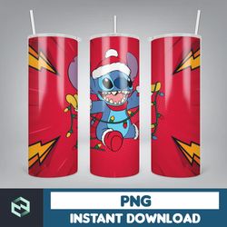 christmas stitch tumbler wrap, stitch sublimation designs, 20 oz stitch tumbler, cartoon christmas tumbler png (35)