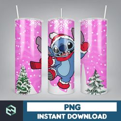 christmas stitch tumbler wrap, stitch sublimation designs, 20 oz stitch tumbler, cartoon christmas tumbler png (36)