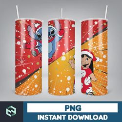 christmas stitch tumbler wrap, stitch sublimation designs, 20 oz stitch tumbler, cartoon christmas tumbler png (37)