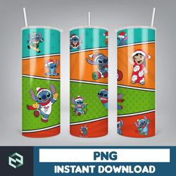 christmas stitch tumbler wrap, stitch sublimation designs, 20 oz stitch tumbler, cartoon christmas tumbler png (4)