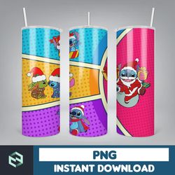 christmas stitch tumbler wrap, stitch sublimation designs, 20 oz stitch tumbler, cartoon christmas tumbler png (41)