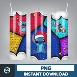 christmas stitch tumbler wrap, stitch sublimation designs, 20 oz stitch tumbler, cartoon christmas tumbler png (44)