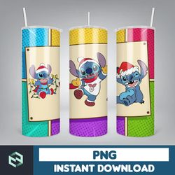 christmas stitch tumbler wrap, stitch sublimation designs, 20 oz stitch tumbler, cartoon christmas tumbler png (47)