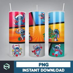 christmas stitch tumbler wrap, stitch sublimation designs, 20 oz stitch tumbler, cartoon christmas tumbler png (5)