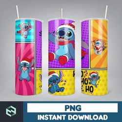 christmas stitch tumbler wrap, stitch sublimation designs, 20 oz stitch tumbler, cartoon christmas tumbler png (51)