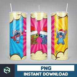 christmas stitch tumbler wrap, stitch sublimation designs, 20 oz stitch tumbler, cartoon christmas tumbler png (54)