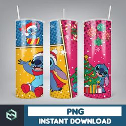 christmas stitch tumbler wrap, stitch sublimation designs, 20 oz stitch tumbler, cartoon christmas tumbler png (6)