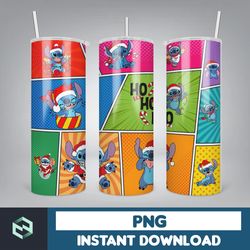 christmas stitch tumbler wrap, stitch sublimation designs, 20 oz stitch tumbler, cartoon christmas tumbler png (62)