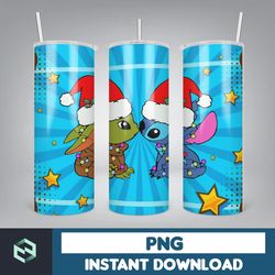 christmas stitch tumbler wrap, stitch sublimation designs, 20 oz stitch tumbler, cartoon christmas tumbler png (68)