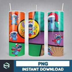 christmas stitch tumbler wrap, stitch sublimation designs, 20 oz stitch tumbler, cartoon christmas tumbler png (72)