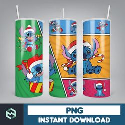 christmas stitch tumbler wrap, stitch sublimation designs, 20 oz stitch tumbler, cartoon christmas tumbler png (73)