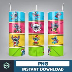 christmas stitch tumbler wrap, stitch sublimation designs, 20 oz stitch tumbler, cartoon christmas tumbler png (75)