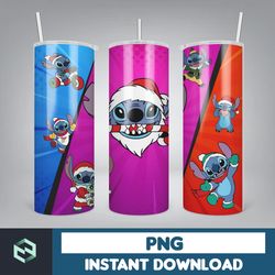 christmas stitch tumbler wrap, stitch sublimation designs, 20 oz stitch tumbler, cartoon christmas tumbler png (8)