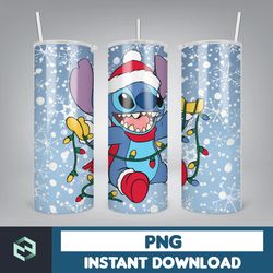 christmas stitch tumbler wrap, stitch sublimation designs, 20 oz stitch tumbler, cartoon christmas tumbler png (82)