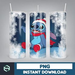 christmas stitch tumbler wrap, stitch sublimation designs, 20 oz stitch tumbler, cartoon christmas tumbler png (87)