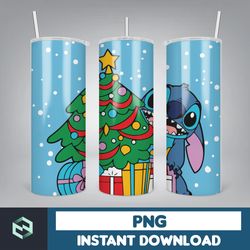 christmas stitch tumbler wrap, stitch sublimation designs, 20 oz stitch tumbler, cartoon christmas tumbler png (90)