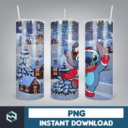 christmas stitch tumbler wrap, stitch sublimation designs, 20 oz stitch tumbler, cartoon christmas tumbler png (92)